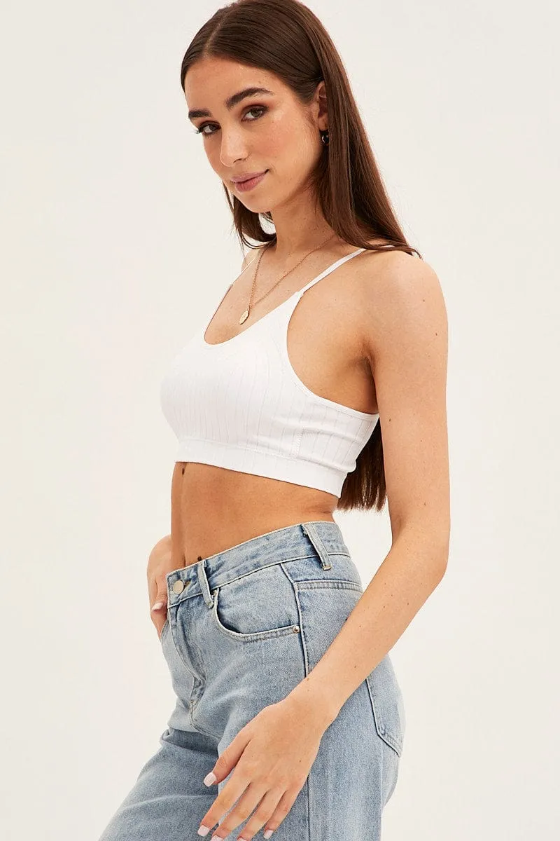 White Top Sleeveless Seamless SoftTouchFinish Comfort waistband