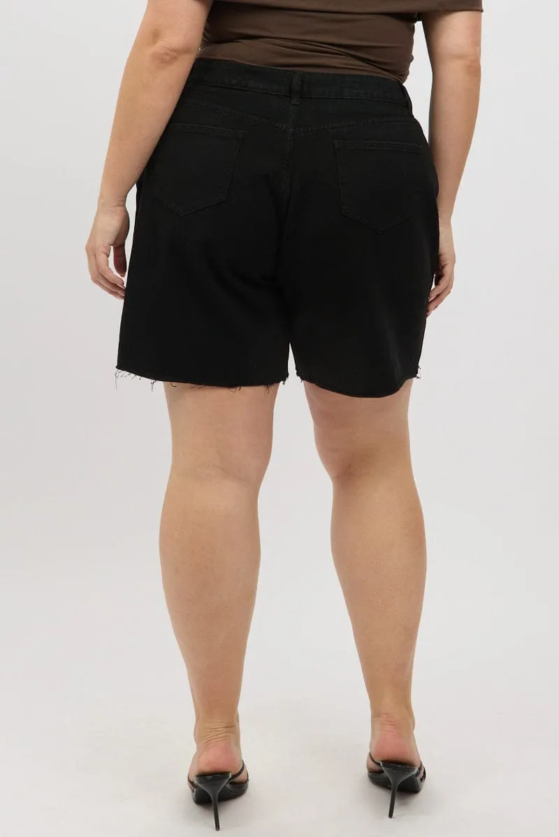 Black Jorts Mid Rise AbrasionResistant Spanish Glow