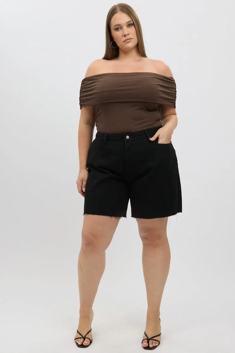 Black Jorts Mid Rise Basic Wear