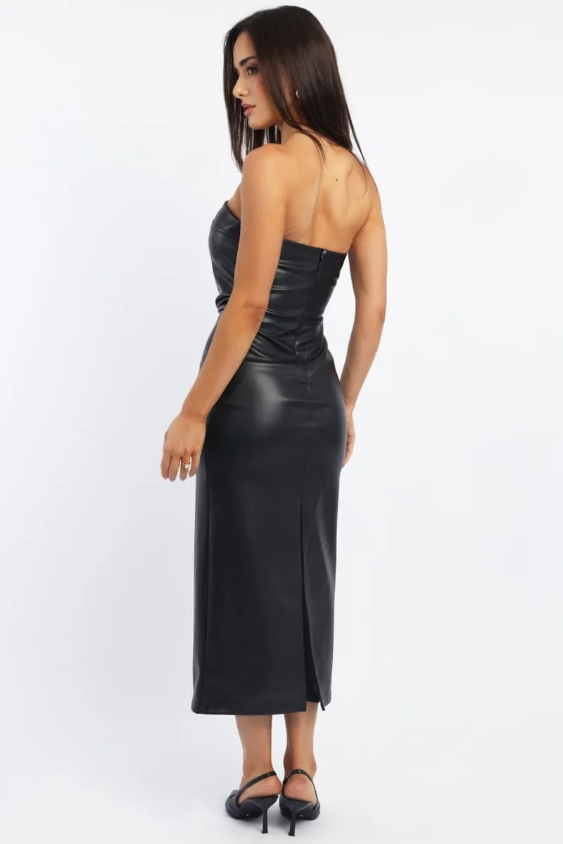 Black Bodycon Dress Midi AntiPilling Fabric
