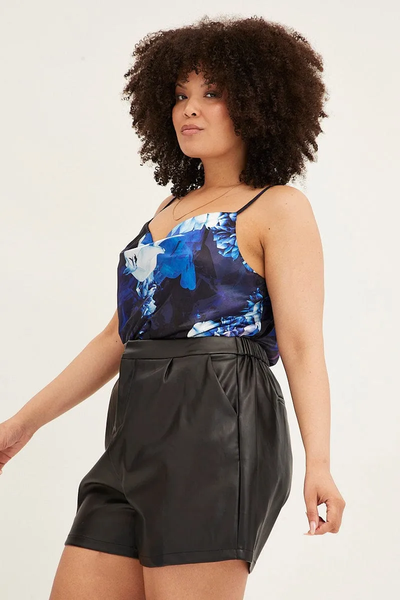 Black Faux Leather Shorts Soft Core