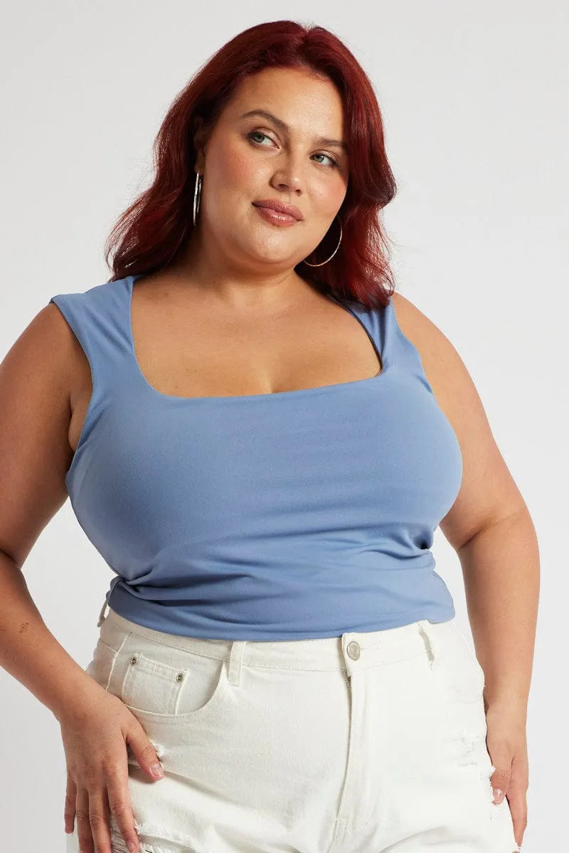 HeatReflective Lining African Bold Blue Tank Top Scoop Neck Supersoft