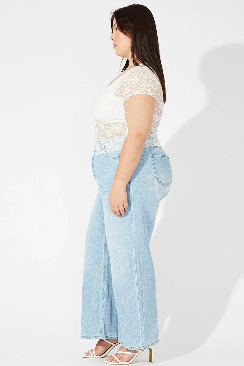 Trendy Evening Stroll Stylish Sunny Vibes Denim Wide Leg Jeans High Rise