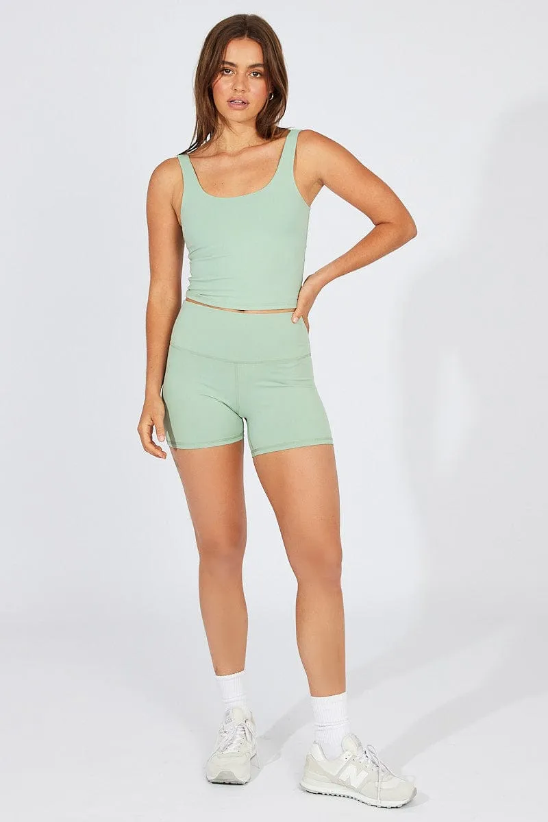 Green Tank Top Scoop Neck Laid-Back Outfit Team Vibe