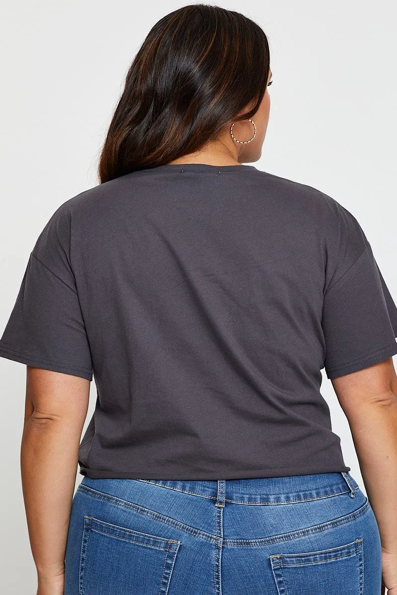Grey Crop T-shirt Grand Prix Short Sleeve Semi Minimal Outfit Spring Freshness