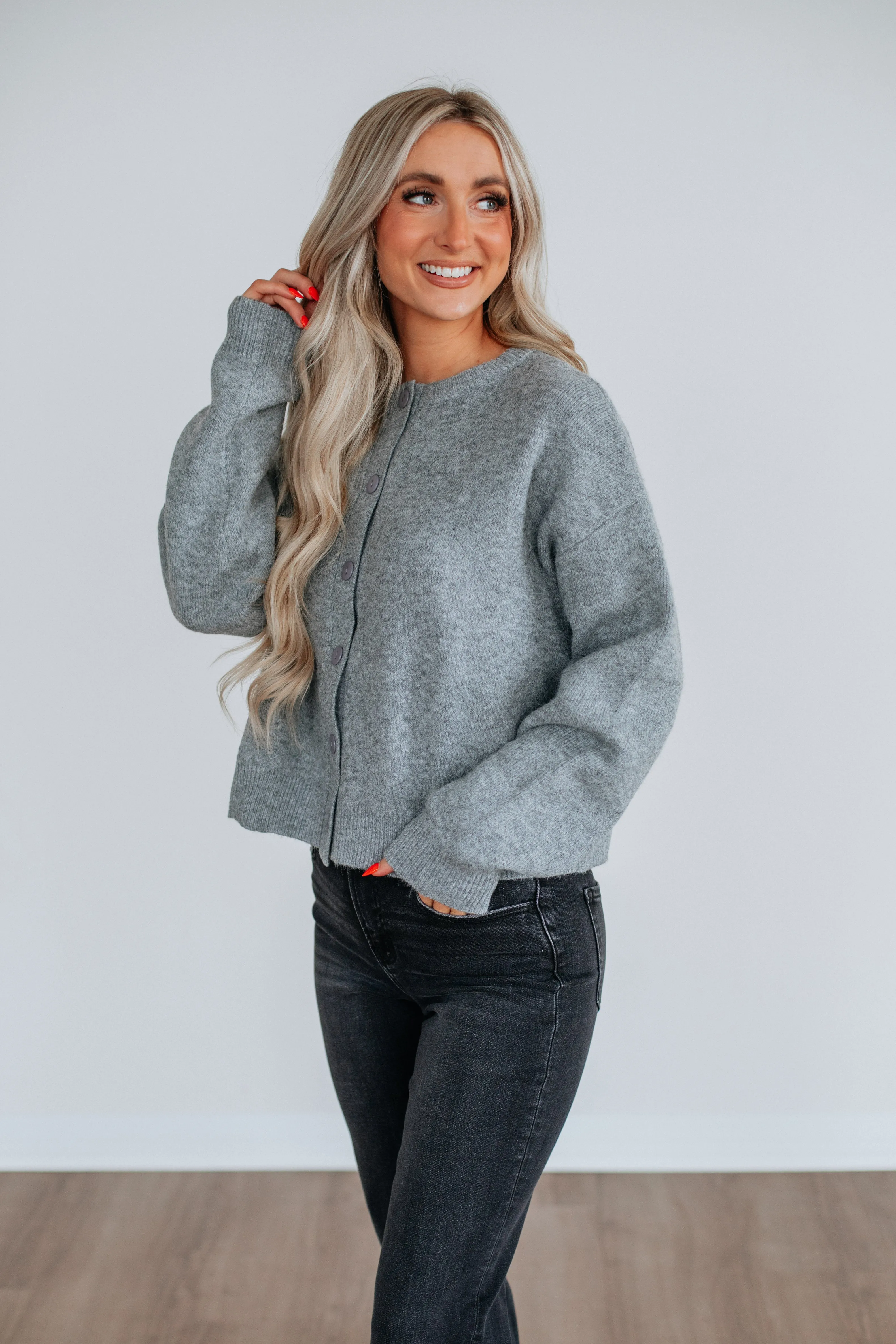 Snug Fit Knit Kassi Cardigan - Heather Grey