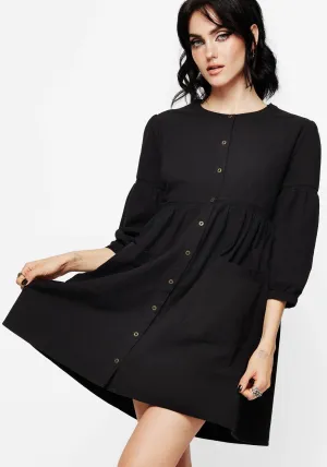 Marigold Cotton Button Up Smock Mini Dress Fun Beat