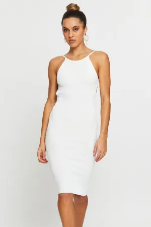 White Bodycon Dress Knit Weatherproof Outerwear Everyday Wear