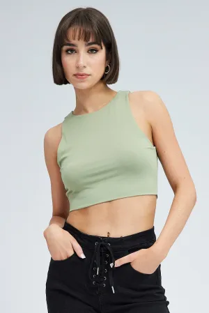 Green Tank Top Crew Neck Supersoft Rustic Ease FadeResistant Dye
