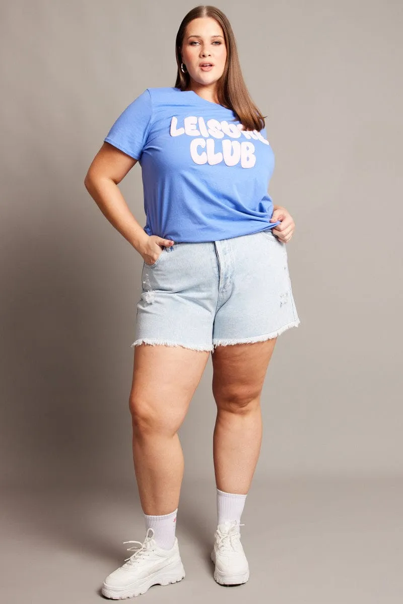 Denim Relaxed Shorts High Rise Distressed Hem Desk Style