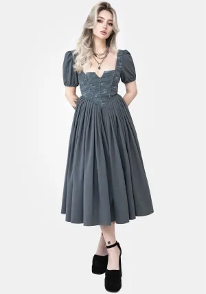 Effortless chic dress Slain Puff Sleeve Corset Midi Dress