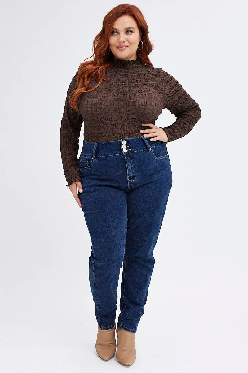 Brown Bodysuit Long Sleeve High Neck Weatherproof