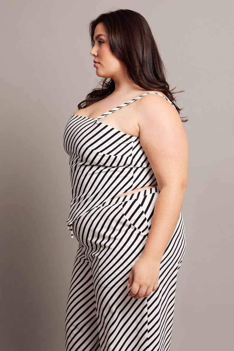 Wind Glow Wardrobe Essential White Stripe Stripe Scarf Cami Crop Top