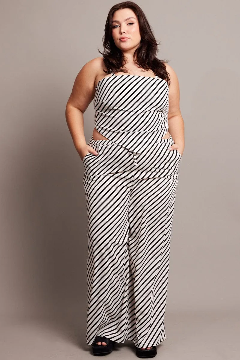 Desert Heat Free Shape White Stripe Stripe Scarf Cami Crop Top