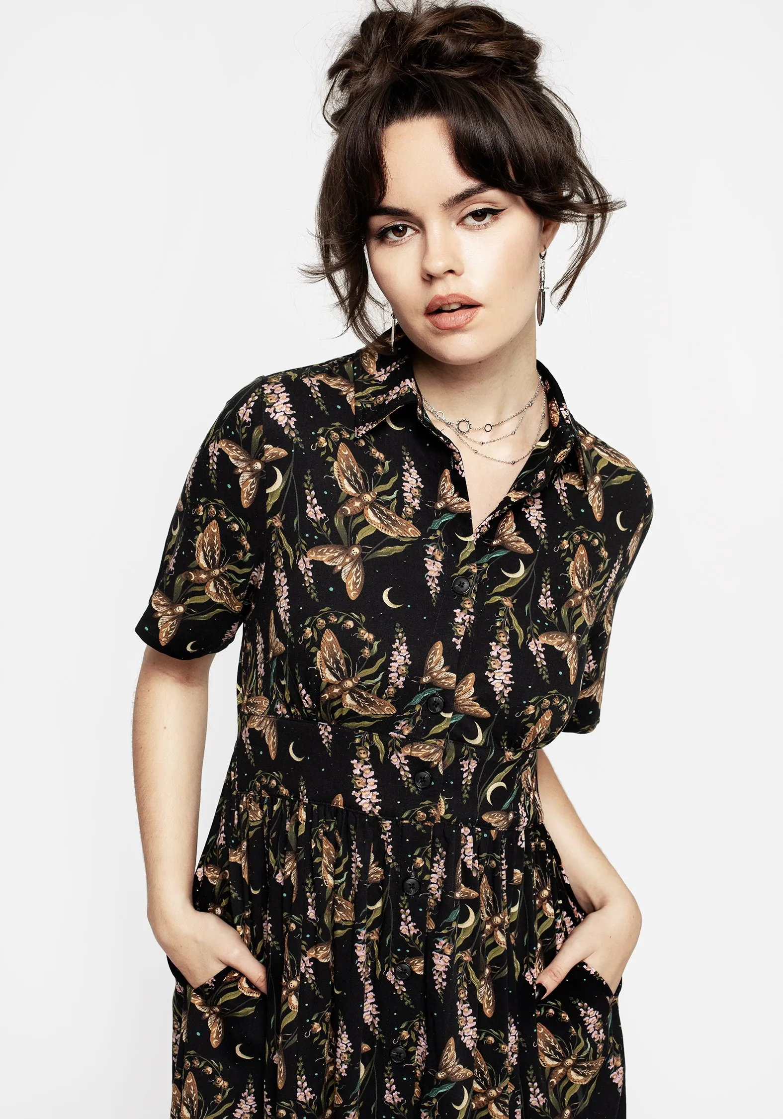 Cotton Soft Versatile event piece Atropos Midi Shirt Dress