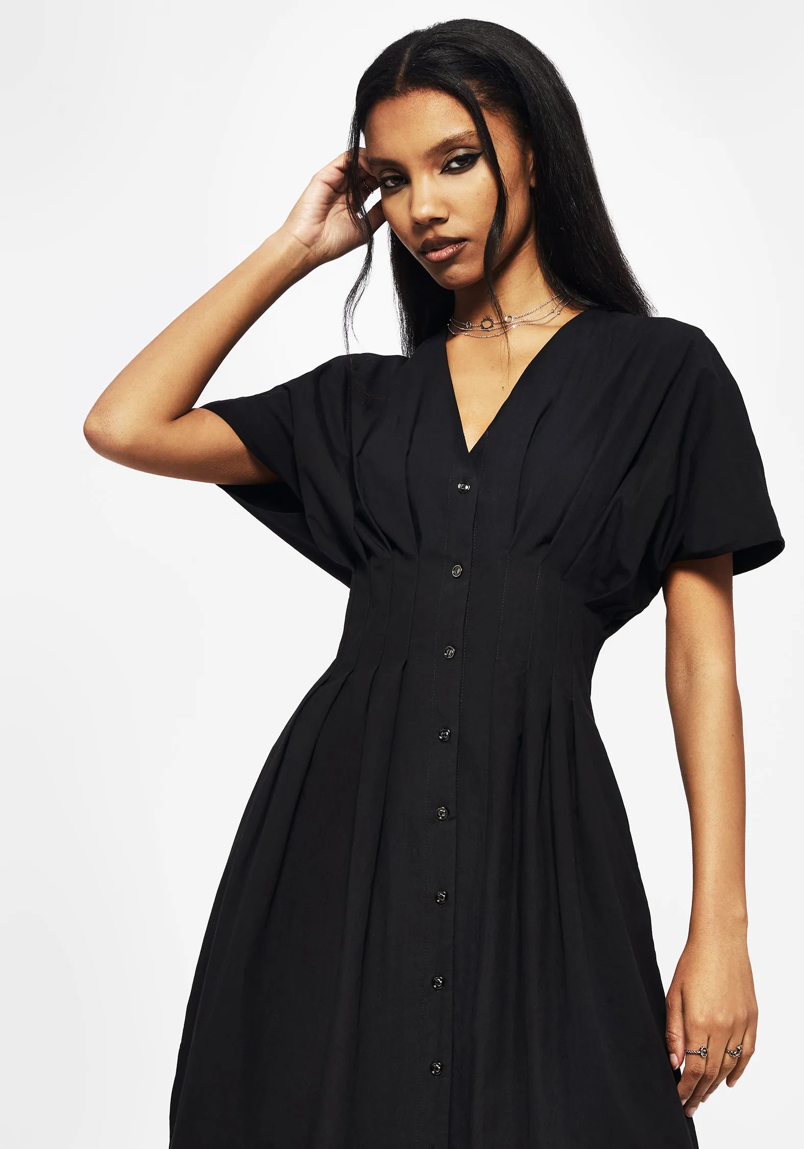 Rock Bay Finis Cotton Button Up Midi Shirt Dress