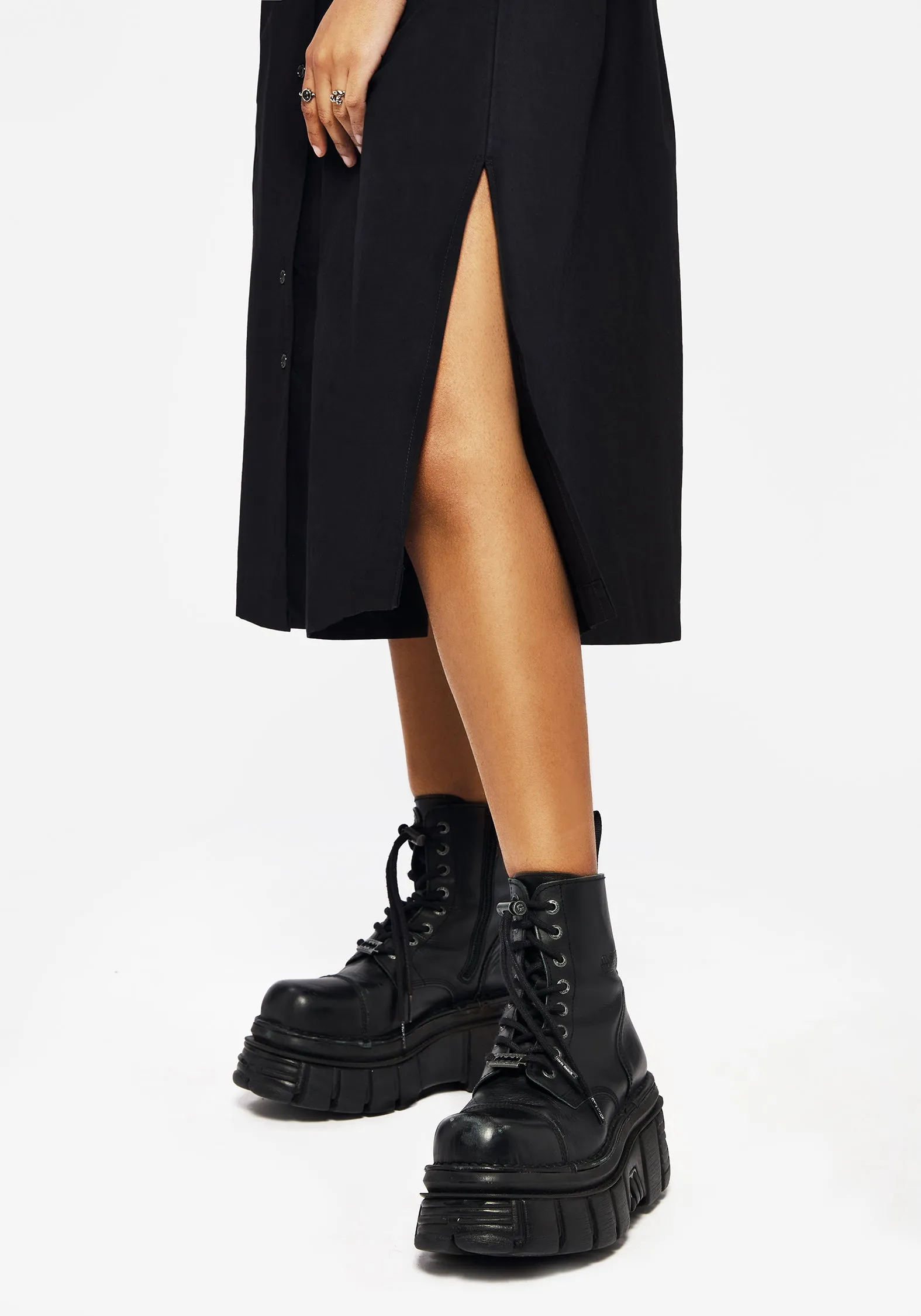 Quiet Luxury Finis Cotton Button Up Midi Shirt Dress