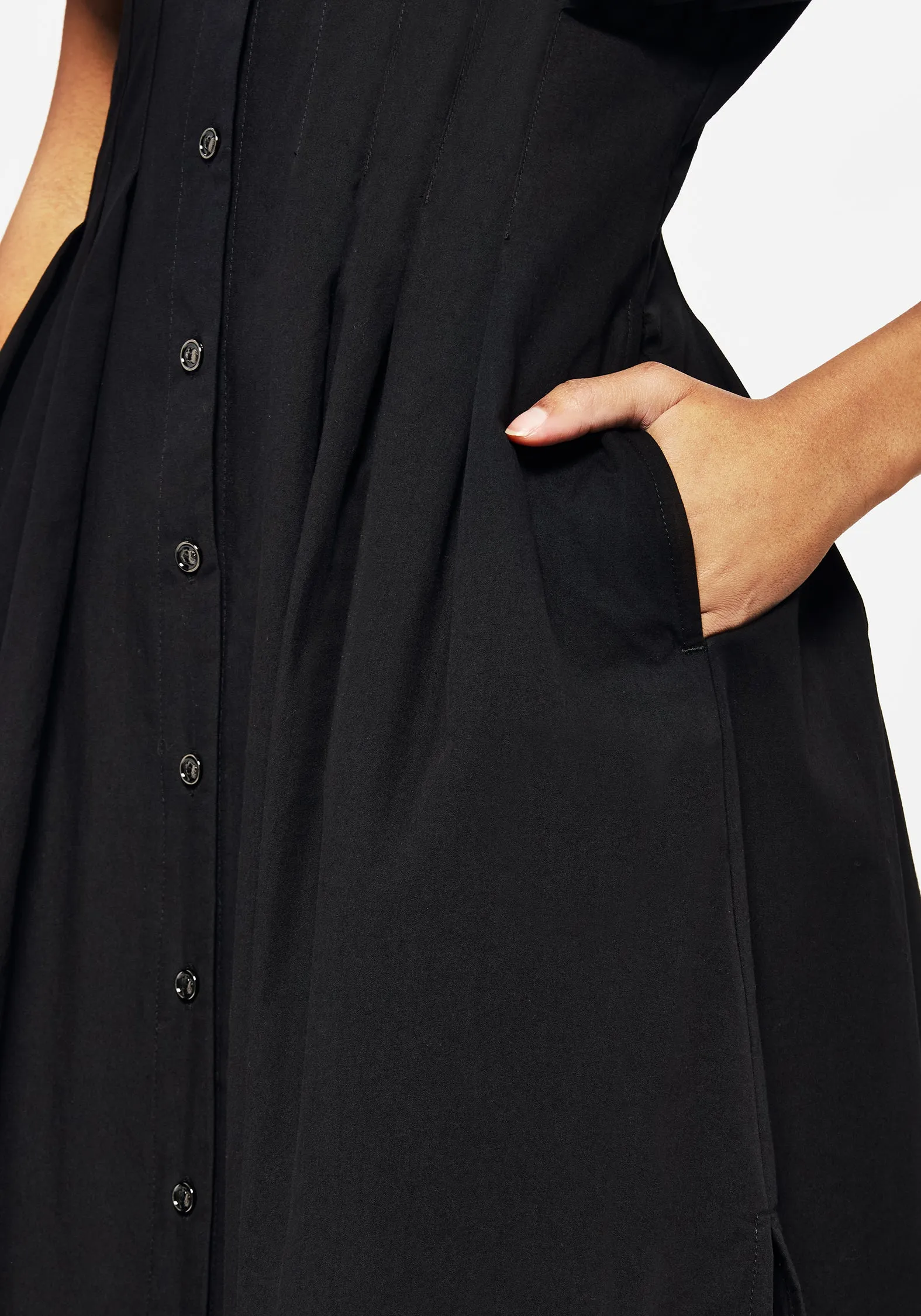 Finis Cotton Button Up Midi Shirt Dress Sophisticated Style