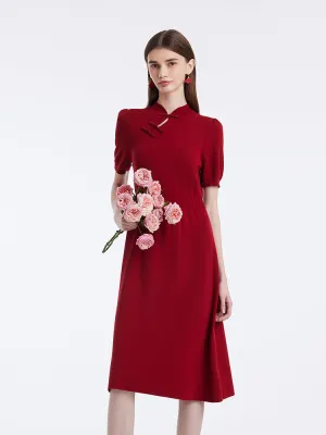 Street Chic Southern Belle New Chinese-Style Mandarin Collar Knitted Women Midi Qipao Dress