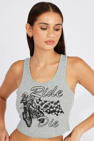 HighDurabilityClothing Grey Graphic Tank Sleeveless Rib