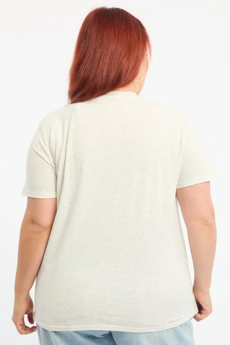 Breathable wear Grey Graphic T-shirt Short Sleeve Crew Neck