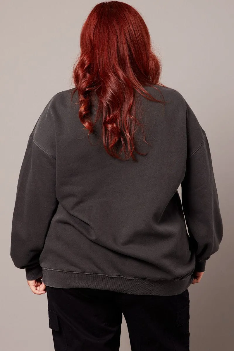 Smart Hoodie comfortable for sitting Black Oversized Sweater Long Sleeve Crew Neck