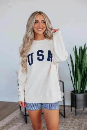 USA Pullover - Cream Timeless Blazer Cozy Knit