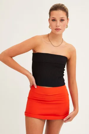 Relaxed Feel Orange Mini Skirt High Rise