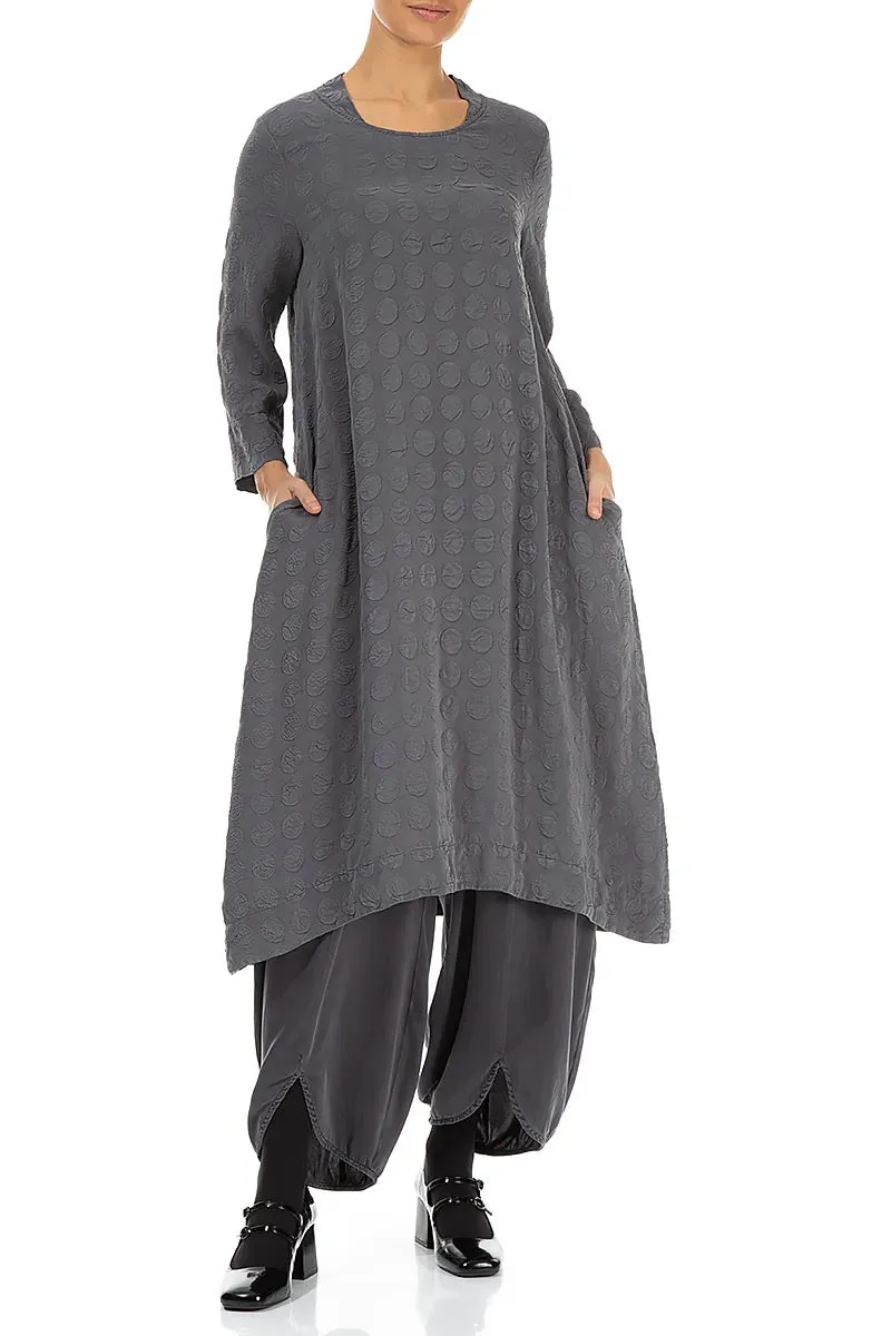 Square Neck Bubble Grey Silver Silk Dress Smart Design