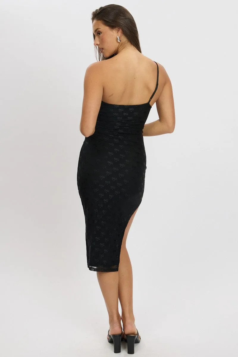 Black Bodycon Dress One Shoulder Warm Socks