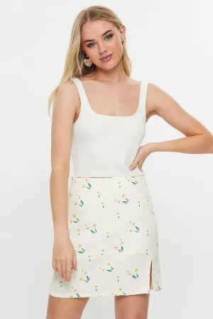 Print Front Split Mini Skirt Vibe Ready Soft Combo