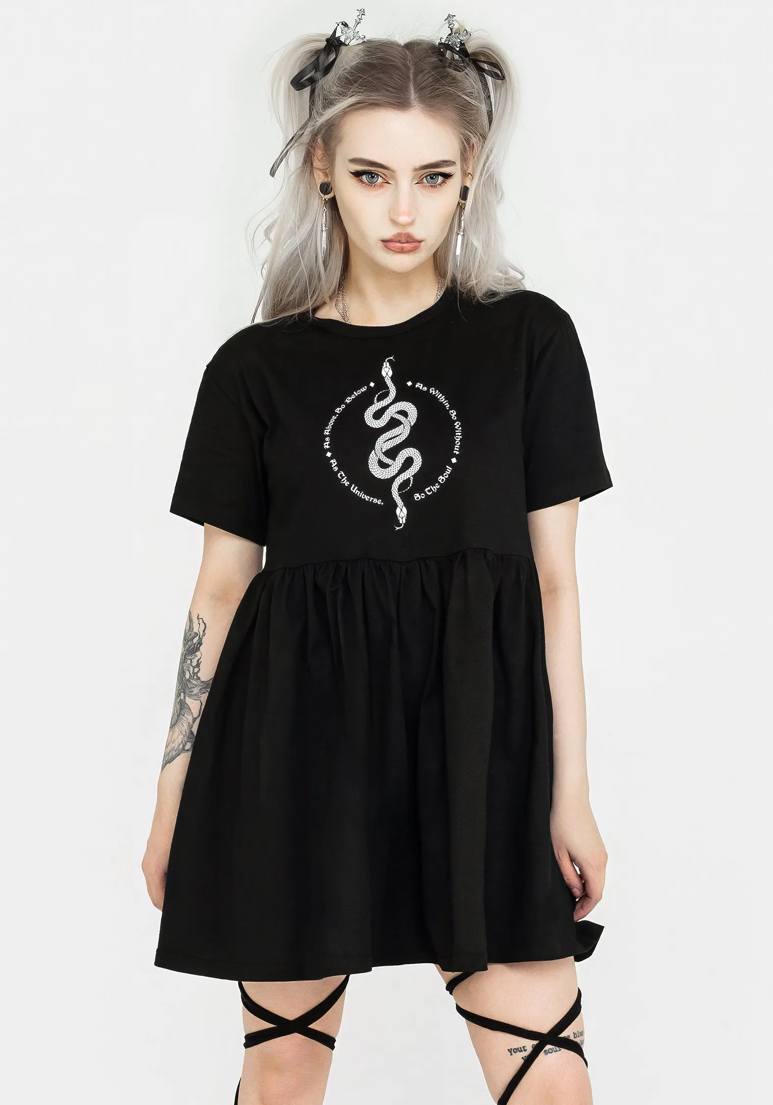 Hermetica Jersey Skater Dress Scalloped Edge Detailing