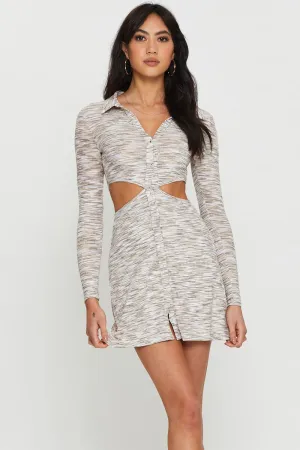 Double Layered Collar Multi Mini Dress Long Sleeve