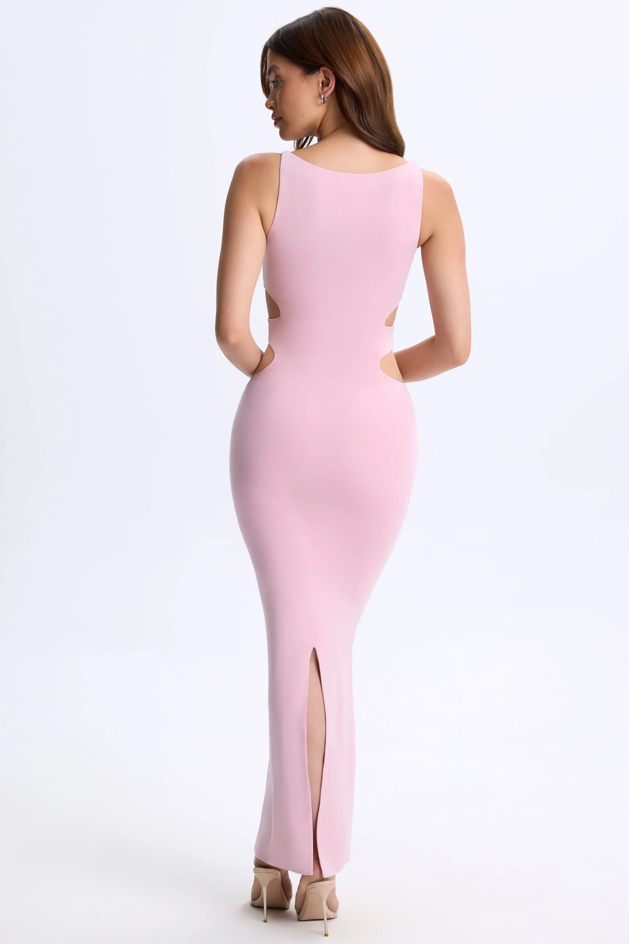 With a flattering fit and elegant design this dress is ideal for any special occasion Plunge Cut-Out Maxi Dress in Blush Pink