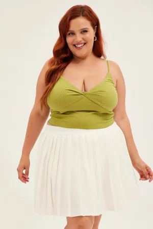 Light Comfort White Tennis Skirt Pleated Elastic Waist
