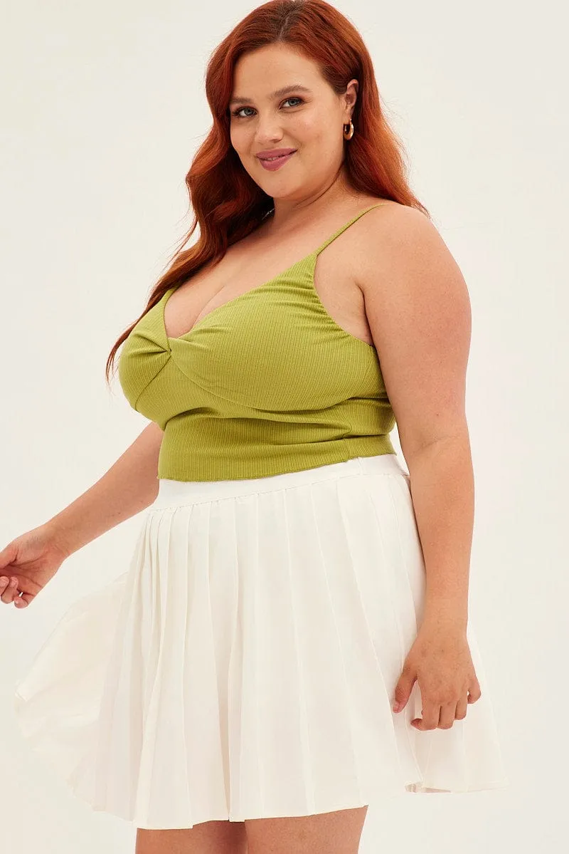 White Tennis Skirt Pleated Elastic Waist Smooth Motion Clean Lines