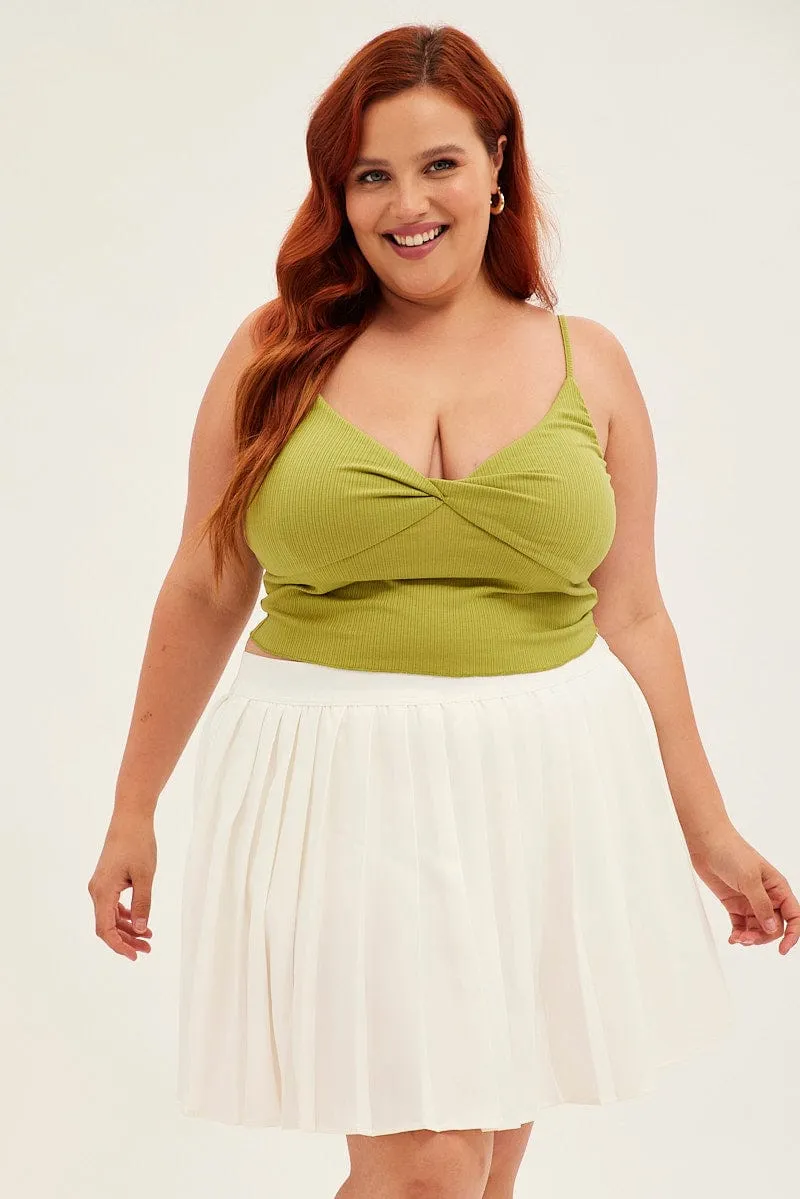 Light Comfort White Tennis Skirt Pleated Elastic Waist