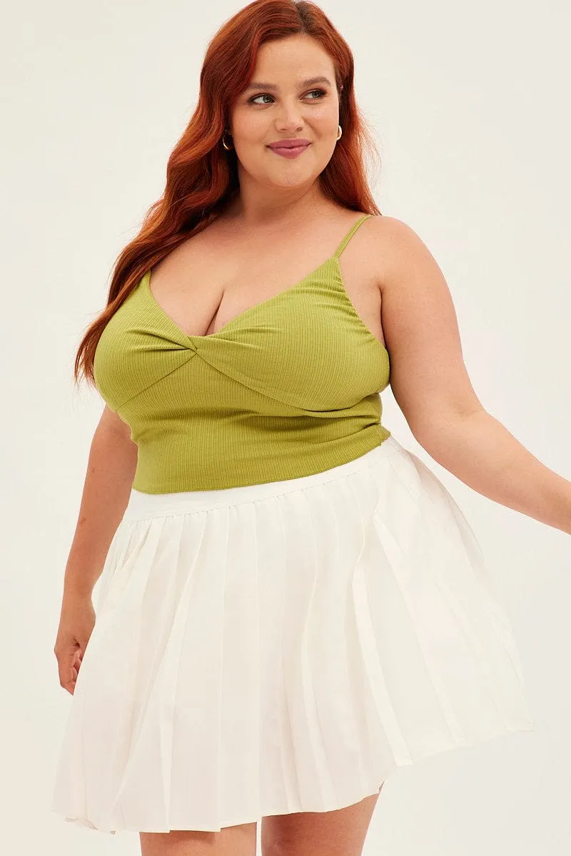 White Tennis Skirt Pleated Elastic Waist Weekend Outfit Recycled Polyester