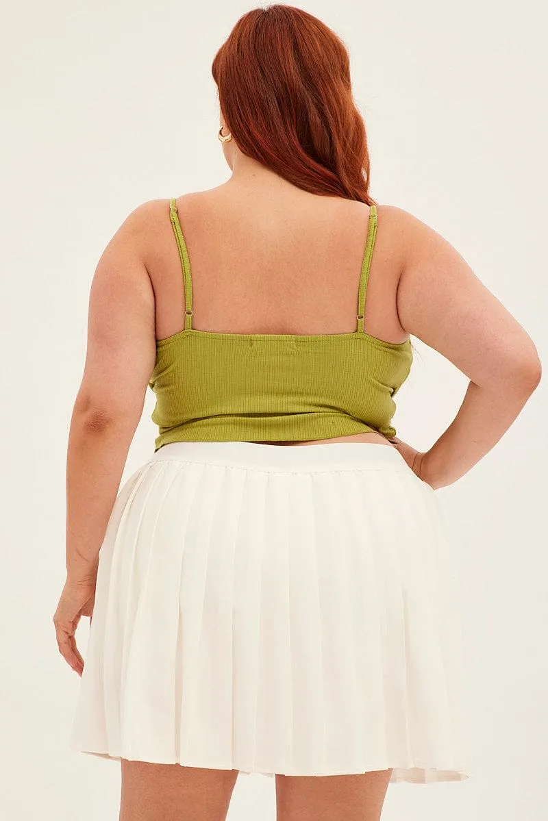 lace accents Cozy Outfit White Tennis Skirt Pleated Elastic Waist
