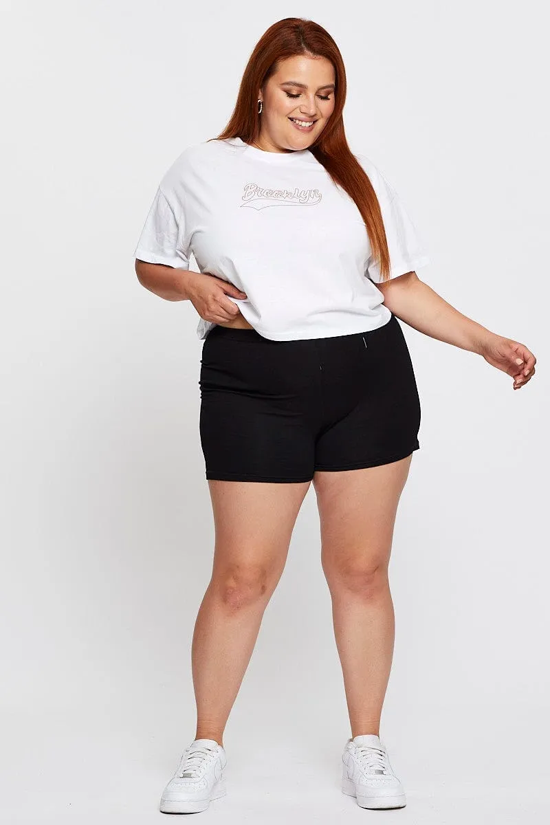 White Short Sleeve Brooklyn Semi Crop T-shirt Sports Outfit Airflow Ventilation Design