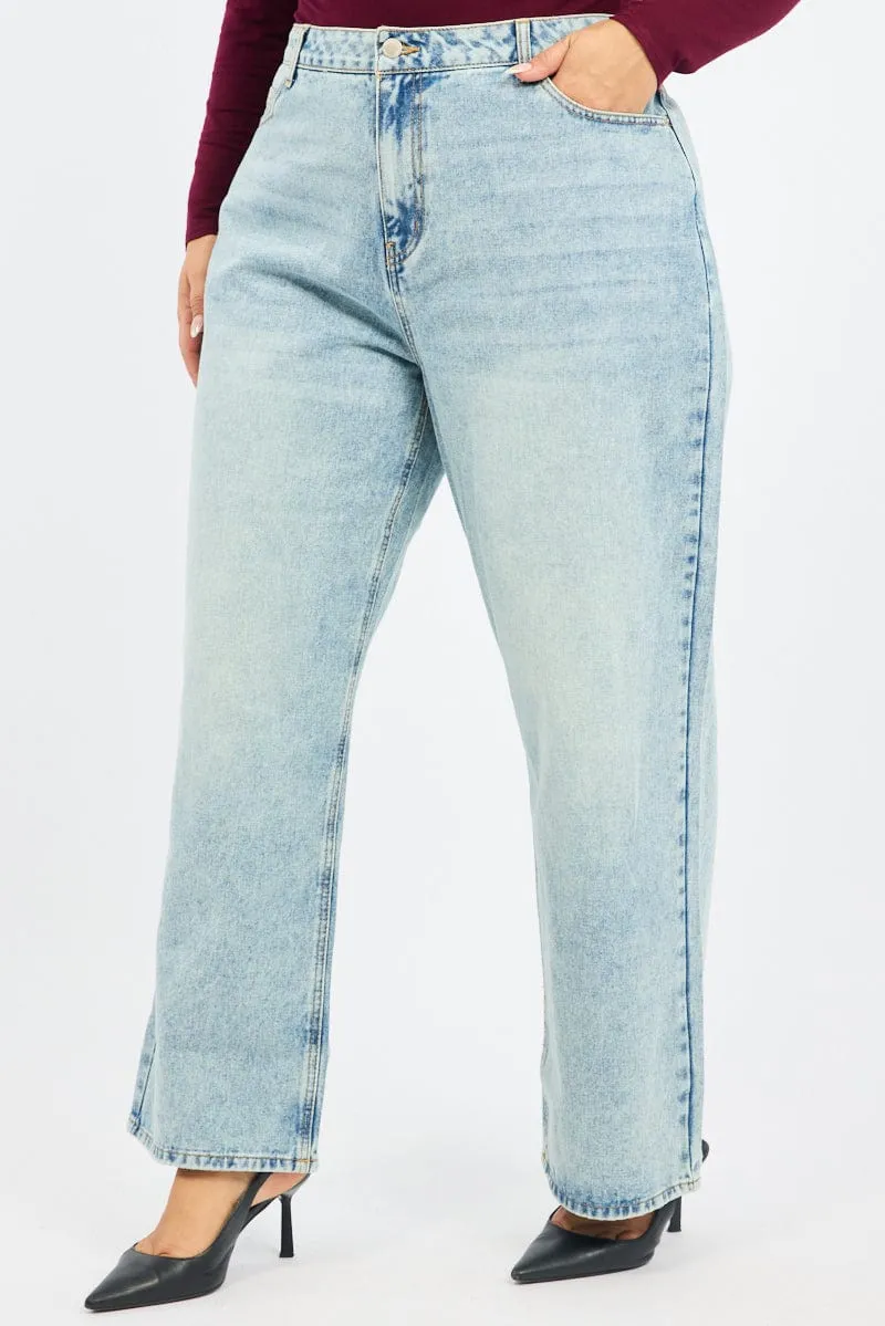 Denim Baggy Jeans Mid Rise Breathable fabric Trend Setter Sunny Vibes