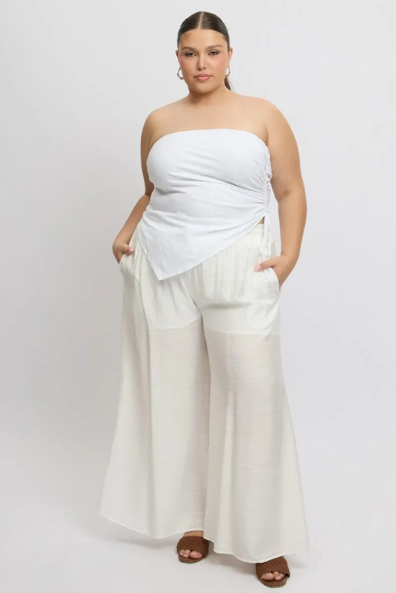 NonIrritatingSeams White Paperbag Waist Very Wide Leg Pants