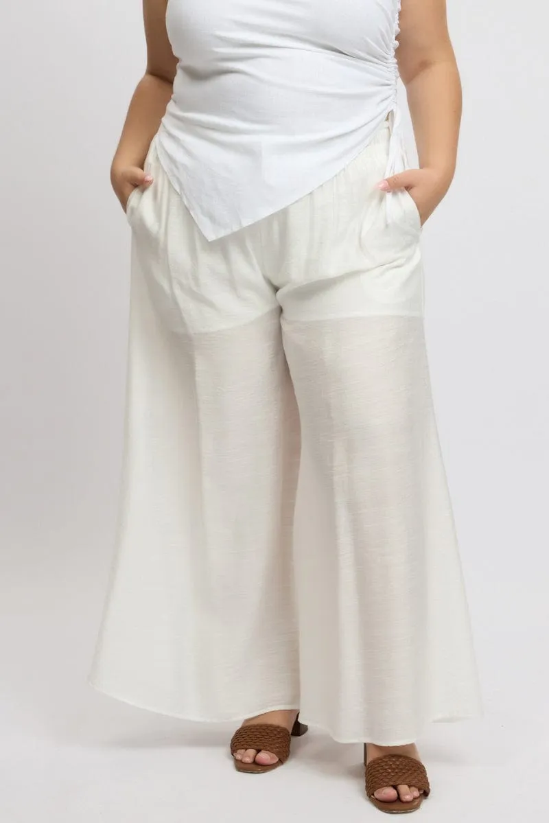White Paperbag Waist Very Wide Leg Pants Seasonless wear