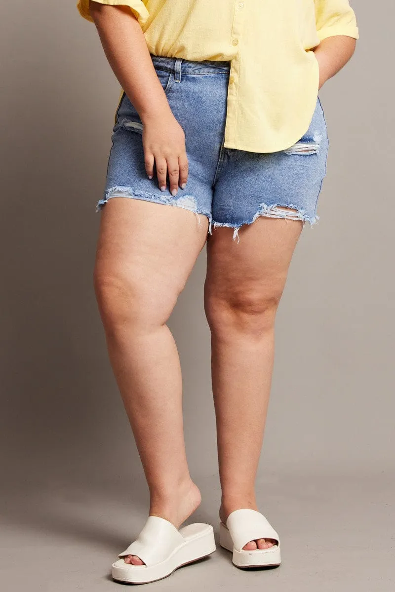 Denim Relaxed Shorts High Rise Matte Tone