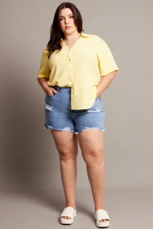 UVProtectionFinish Denim Relaxed Shorts High Rise