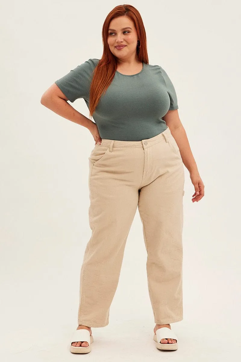 Green Bodysuit Short Sleeve Crew Neck Smart Fit ZeroChafeSeams