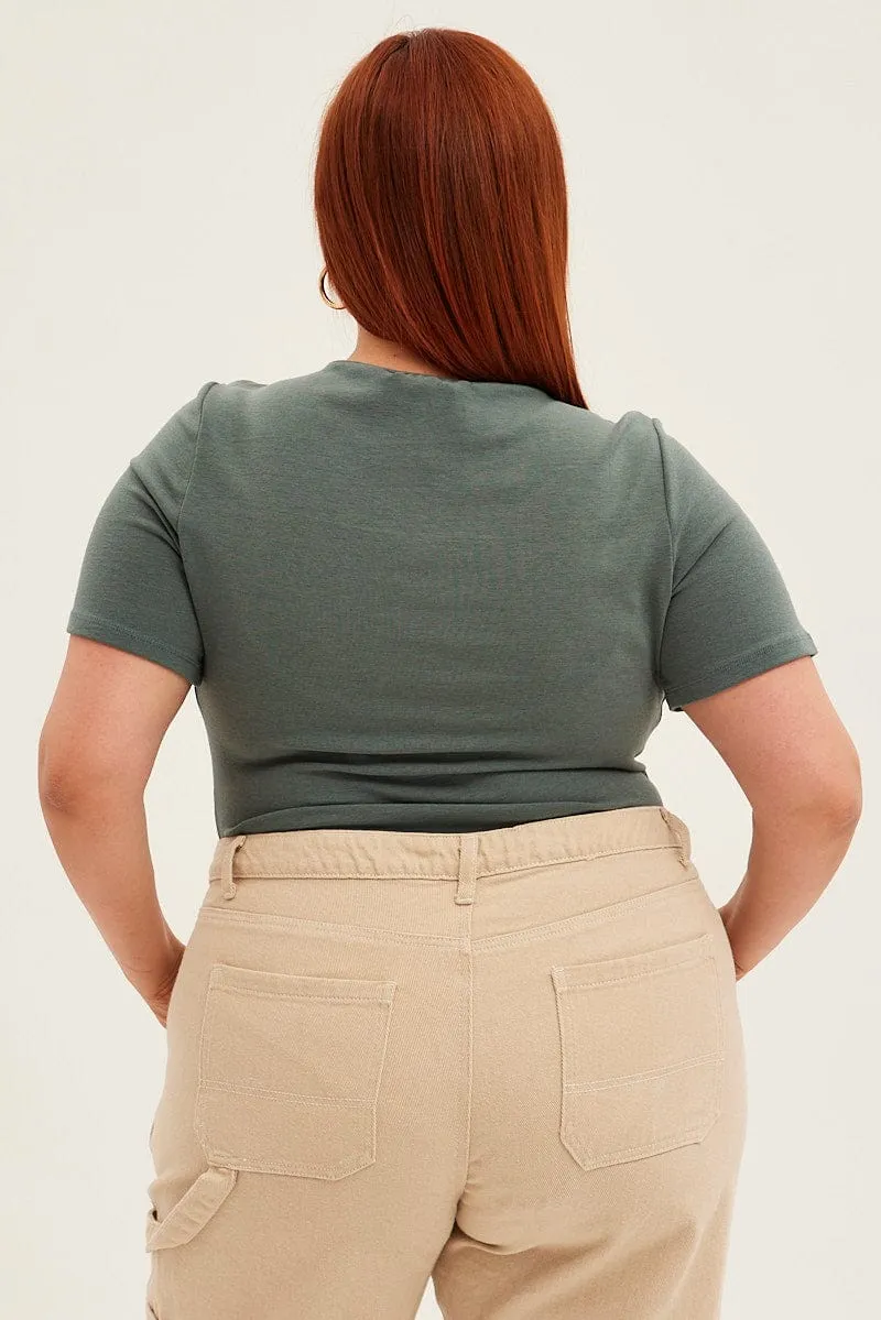 ZeroWasteProduction Green Bodysuit Short Sleeve Crew Neck