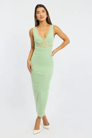 EcoFriendlyTextiles Green Bodycon Dress Sleeveless Mesh