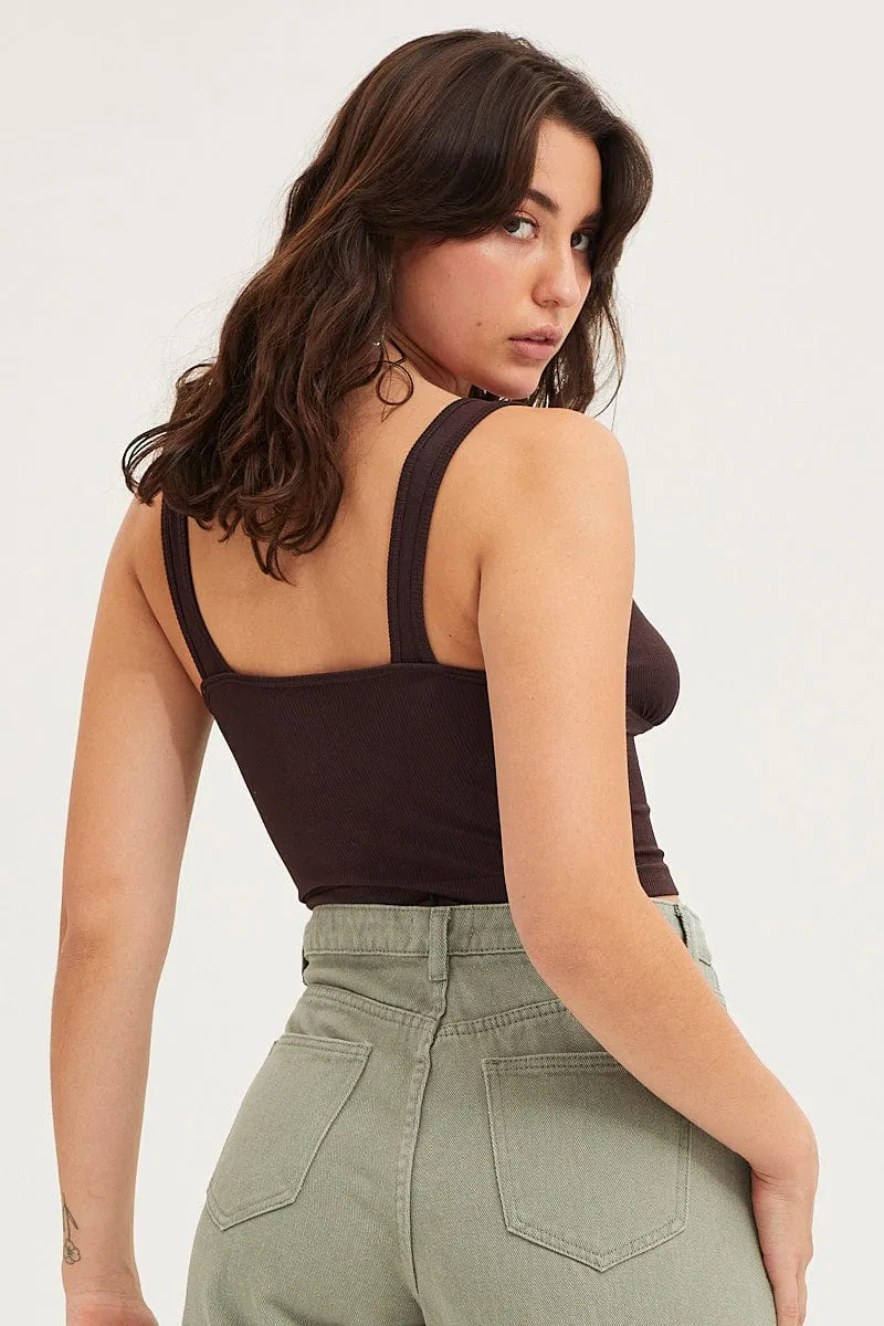 Brown Tank Top Sleevelss Seamless QuickDrying Material