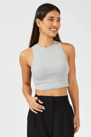 Grey Crop Tank Top Crew neck Travel Proof
